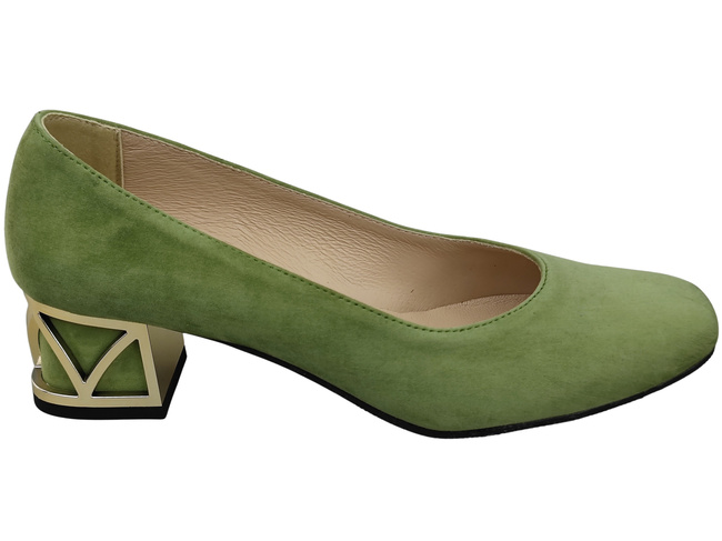 Pohodlné dámské boty Pistácie lodičky s ozdobným podpatkem Přírodní semišová kůže 219 Od ElitaBut