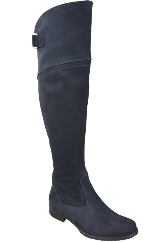 Dámské boty Navy blue Musketeers High over the knee natural leather Velour 154 ElitaBut