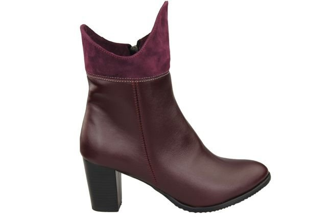 Obuv Dámské zimní boty z přírodní kůže Maroon 137 ElitaBut