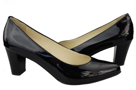 Dámská obuv Dámské kožené lodičky Black Lacquer 974 ElitaBut