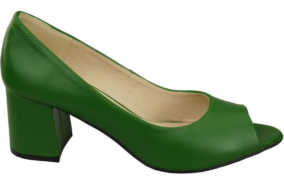 Dámská obuv PEEP TOE Green Lodičky z přírodní kůže s potaženým podpatkem 192 ElitaBut
