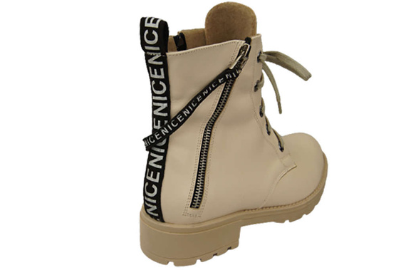 Obuv Dámské kozačky s nápisem NICE Přírodní kůže Béžová 173 L ElitaBut