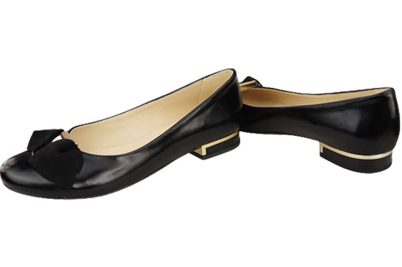 Dámská baletní obuv z přírodní kůže černá lesklá 894 ElitaBut