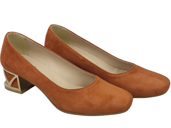 Pohodlné dámské boty Zedník lodičky s ozdobným podpatkem Přírodní semišová kůže 219 Od ElitaBut