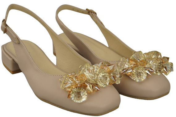 Dámská obuv Sandály Cappuccino Bright with Crystals Přírodní kůže 215 ElitaBut