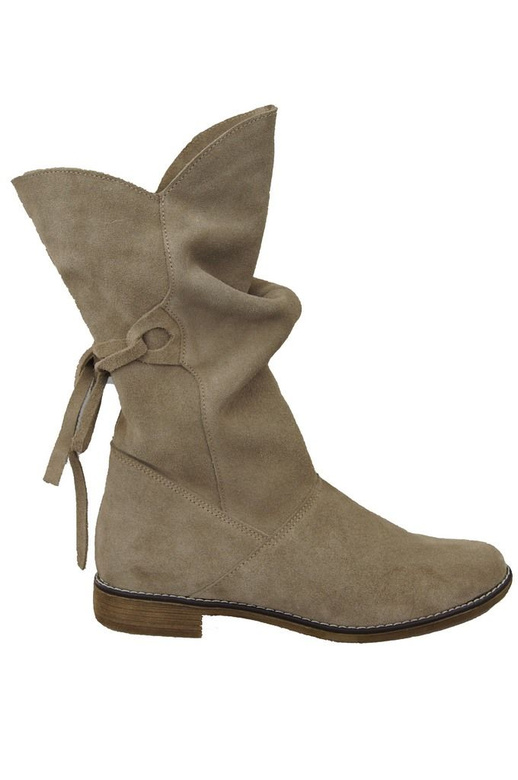 Obuv Dámské kozačky béžové Jaro / Podzim přírodní kůže velur 999 L ElitaBut