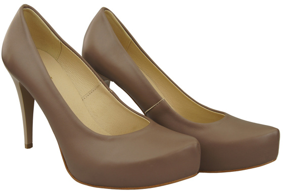 Dámská obuv Cappuccino Tmavé lodičky Stiletto z přírodní kůže 205 ElitaBut