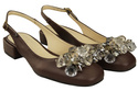 Dámská obuv Čokoládové sandály s krystaly Přírodní kůže 215 ElitaBut