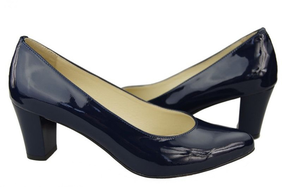 Dámská obuv Dámské lodičky z přírodní kůže Navy blue Lacquer 974 ElitaBut