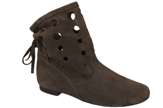 Obuv Dámské kozačky z přírodní kůže velur Hnědá 160 ElitaBut