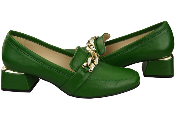 Dámská obuv Zelená s řetízkem Dámské mokasíny Přírodní kůže 193 ElitaBut