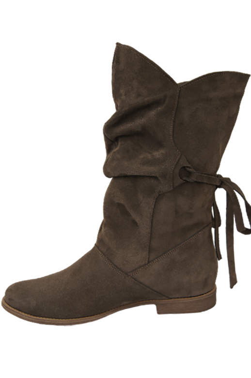 Obuv Dámské kozačky hnědé jaro / podzim přírodní kůže velur 999 L ElitaBut