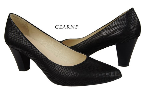 Dámská obuv Dámské kožené lodičky s motivem šupin Černá 927 ElitaBut