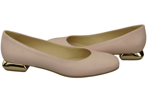 Dámská plochá obuv Pumpkin Pink Powder Ornamental Heel Natural Leather 209 ElitaBut