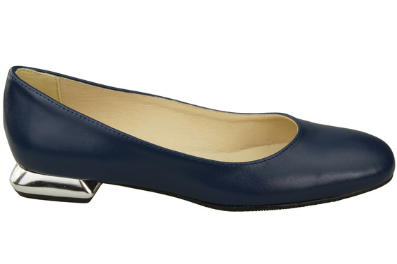 Plochá dámská obuv Navy Blue Decorative Heel Natural leather 209 ElitaBut