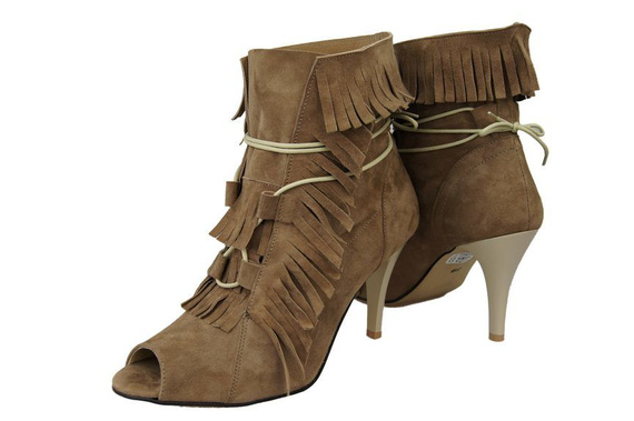 Dámská obuv Dámské lodičky s vysokou špičkou ze semišové kůže Cappuccino 964 ElitaBut