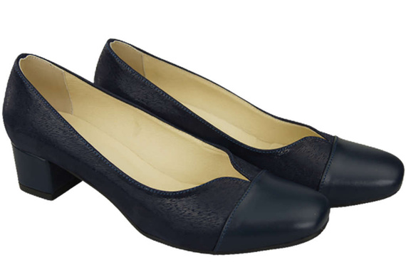 Dámská obuv Přírodní kožené lodičky 164 Navy blue ElitaBut