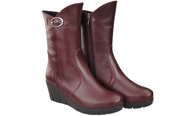 Obuv Dámské boty na vysokém podpatku z přírodní kůže Maroon 178 ElitaBut