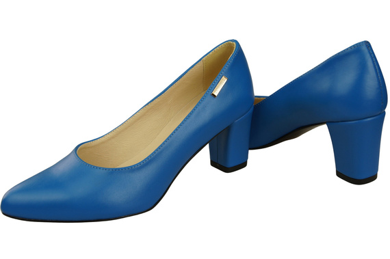 Klasické hladké dámské modré kožené lodičky 213 ElitaBut