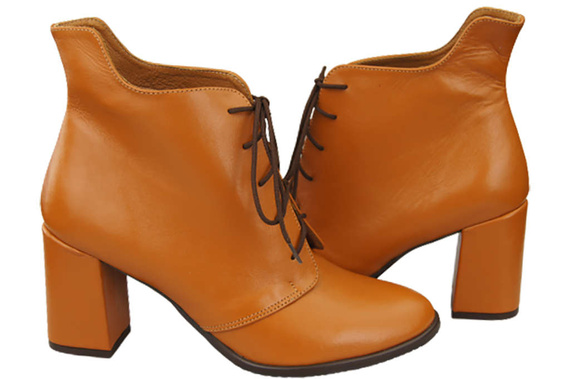 Obuv Dámské červené šněrovací boty Zimní přírodní kůže 174 Z ElitaBut