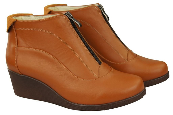 Obuv Dámské zimní kožené boty Červená 133 Z ElitaBut