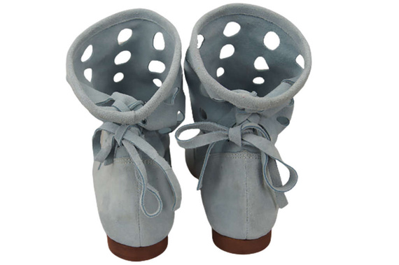 Obuv Dámské kozačky z přírodní kůže velur Modrá 160 ElitaBut