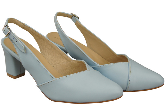 Dámské sandály Light Blue na podpatku z přírodní kůže 217 ElitaBut