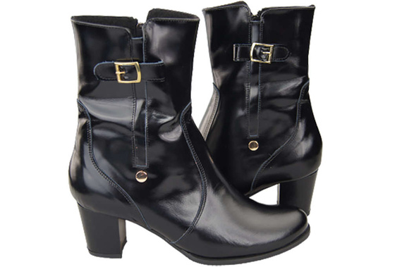 Dámské kozačky černé lesklé zateplené přírodní kůže 882 Z ElitaBut