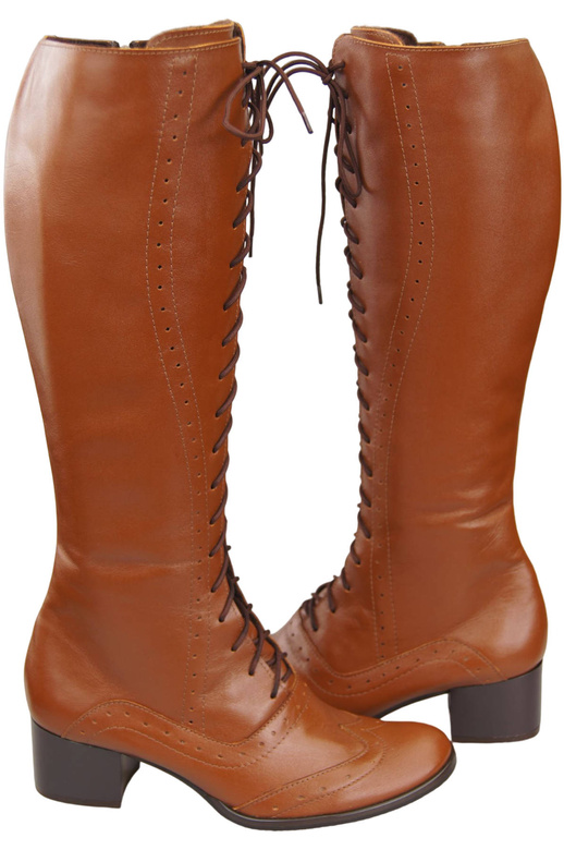 Dámská obuv Hnědé šněrovací boty z přírodní kůže 595 ElitaBut