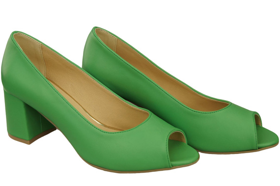 Dámská obuv PEEP TOE Lime pumps Přírodní kůže s potaženým podpatkem 192 ElitaBut