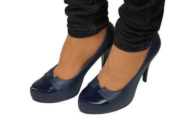 Dámská obuv Dámské lodičky z přírodní kůže Navy blue 897 ElitaBut