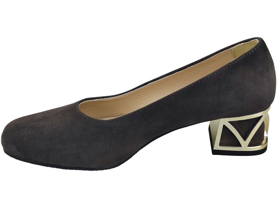 Pohodlné dámské boty Čokoláda lodičky s ozdobným podpatkem Přírodní semišová kůže 219 Od ElitaBut