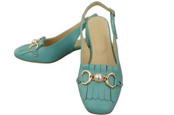 Dámská obuv Tyrkysové sandály zdobené třásněmi Přírodní kůže 208 ElitaBut
