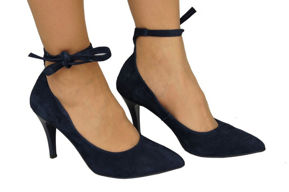 Dámská obuv Dámské kožené semišové lodičky tmavě modré 983 ElitaBut