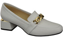 Dámské boty White with Embellished Chain Moccasin pumps Přírodní kůže 193 ElitaBut