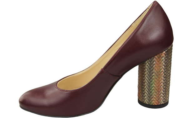 Dámské lodičky z přírodní kůže Barevný ozdobný podpatek 194 ElitaBut