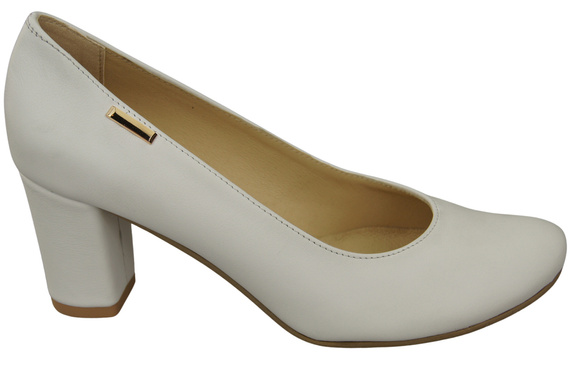 Dámské boty Classic White Natural Leather Almond Nose pumps 201 ElitaBut