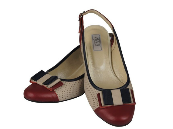 Dámská obuv Přírodní kůže Sandály Červená béžová 776 ElitaBut