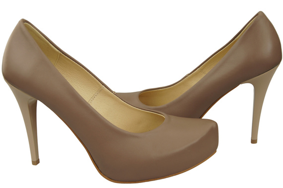 Dámská obuv Cappuccino Tmavé lodičky Stiletto z přírodní kůže 205 ElitaBut