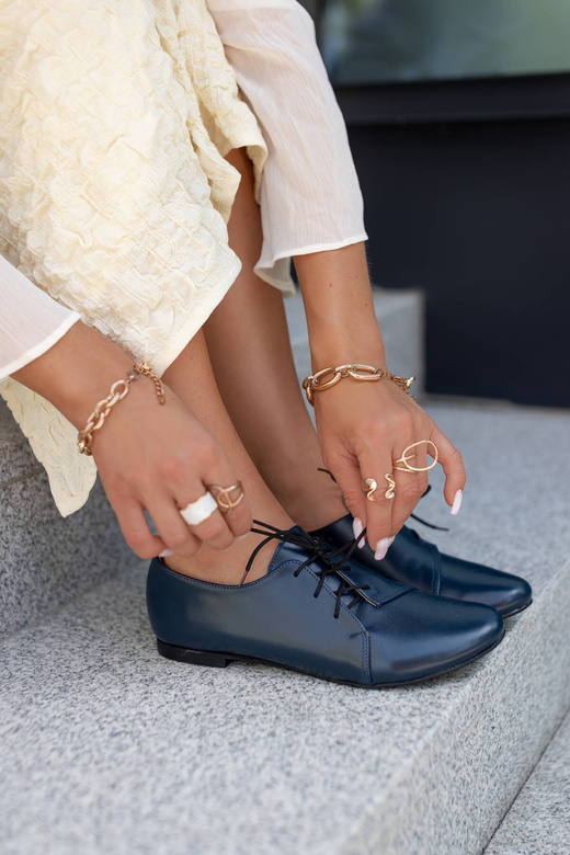 Dámské baleríny tmavě modré z přírodní kůže 110 ElitaBut