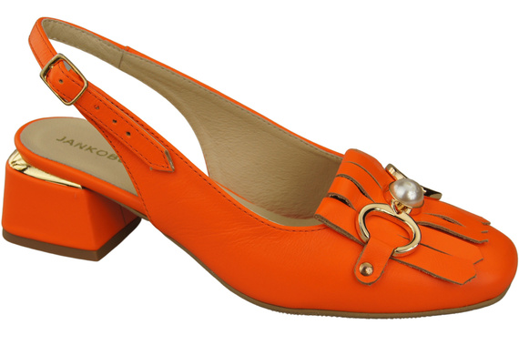 Dámská obuv Oranžové sandály zdobené třásněmi Přírodní kůže 208 ElitaBut