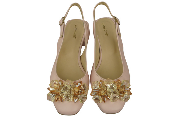 Dámská obuv Powder Pink Sandály s krystaly Přírodní kůže 215 ElitaBut