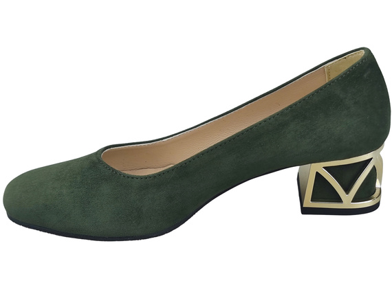 Pohodlné dámské boty Khaki lodičky s ozdobným podpatkem Přírodní semišová kůže 219 Od ElitaBut