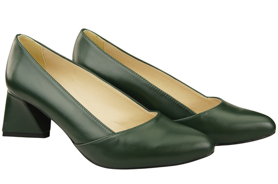 Dámské Lodičky Smaragdově zelená Pravá Kůže Špičatá Špička Podpatek ElitaBut 221