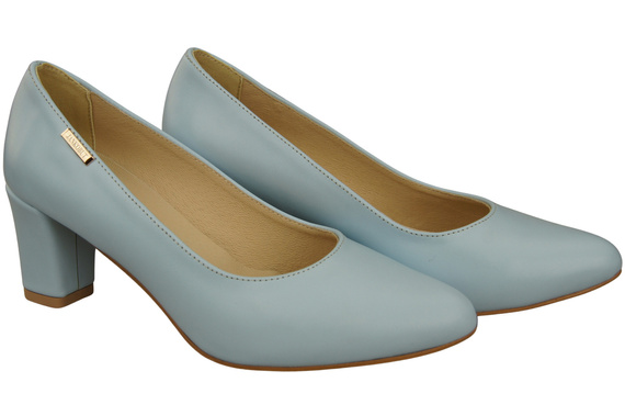 Klasická hladká obuv Dámské lodičky Light Blue in Natural Leather 213 ElitaBut