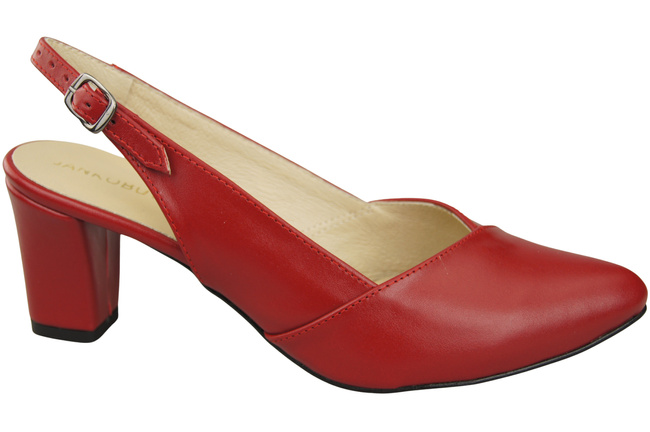 Dámská obuv Červené sandály na podpatku Přírodní kůže 217 ElitaBut