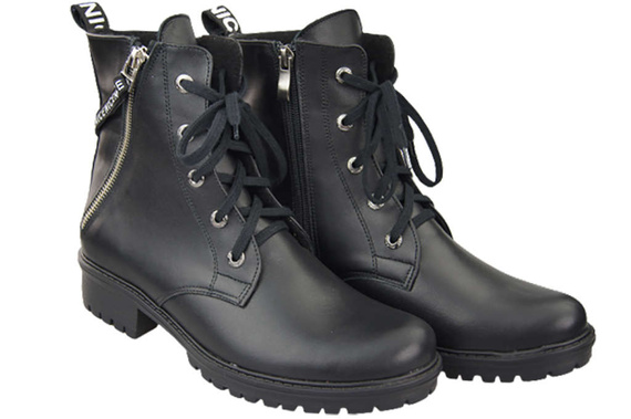 Obuv Dámské kozačky s nápisem NICE Přírodní kůže Černá 173 L ElitaBut