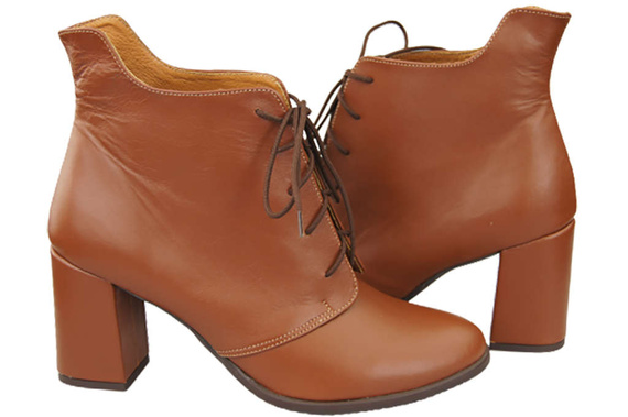 Dámské boty hnědé šněrovací zimní z přírodní kůže 174 Z ElitaBut