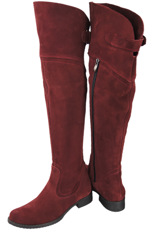 Dámská obuv Dámské kozačky Maroon Musketeers High over the knee natural leather Velour154 ElitaBut