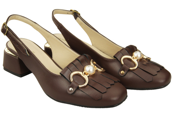 Dámská obuv Čokoládové sandály zdobené třásněmi Přírodní kůže 208 ElitaBut